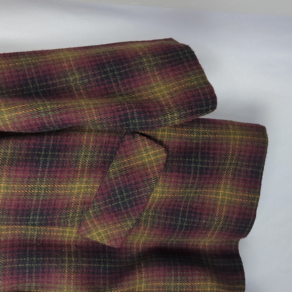 BENTLEY Women's Burgundy Gold Check Plaid Wool Blend Blazer - Picture 3 of 5